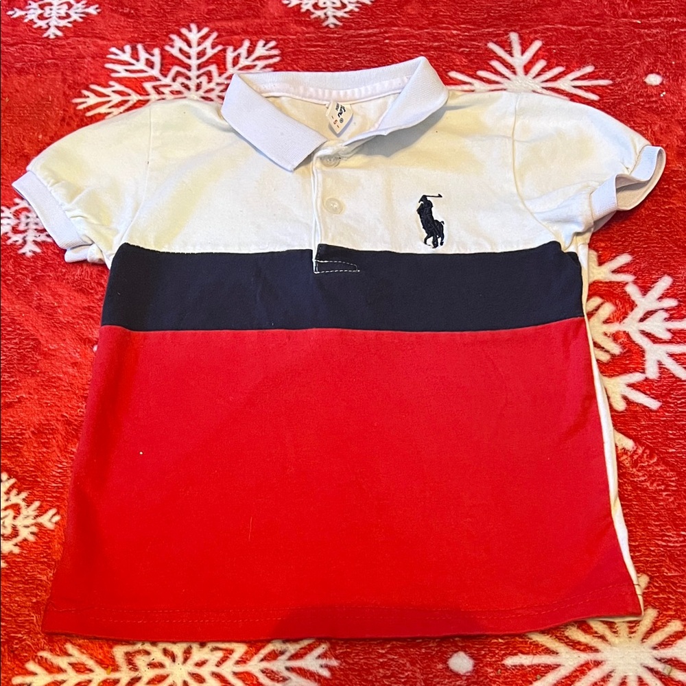 Polo QIEZITOU Kids Red, Black, and White Polo Shirt